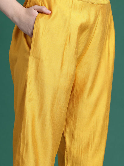 Indyancart IE Floral Embroidered Thread Work Liva Kurta With Trousers & Dupatta
