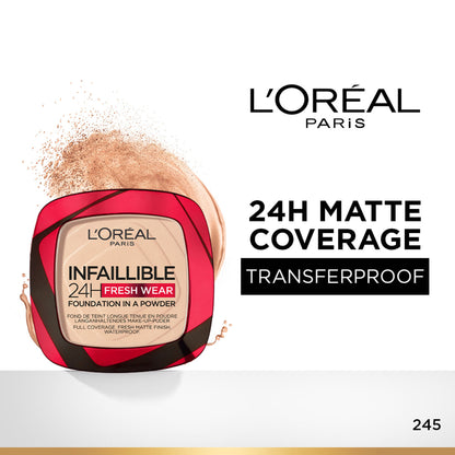 L'Oreal Paris Infallible 24H Fresh Wear Waterproof Powder Foundation - 245