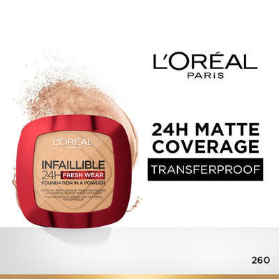 L'Oreal Paris Infallible 24H Fresh Wear Waterproof Powder Foundation - 260