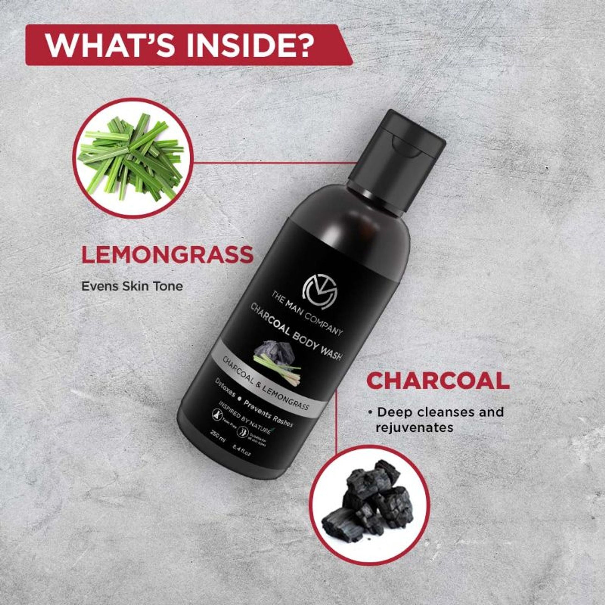 The Man Company Charcoal Body Wash With Lemongrass & Cinnamon