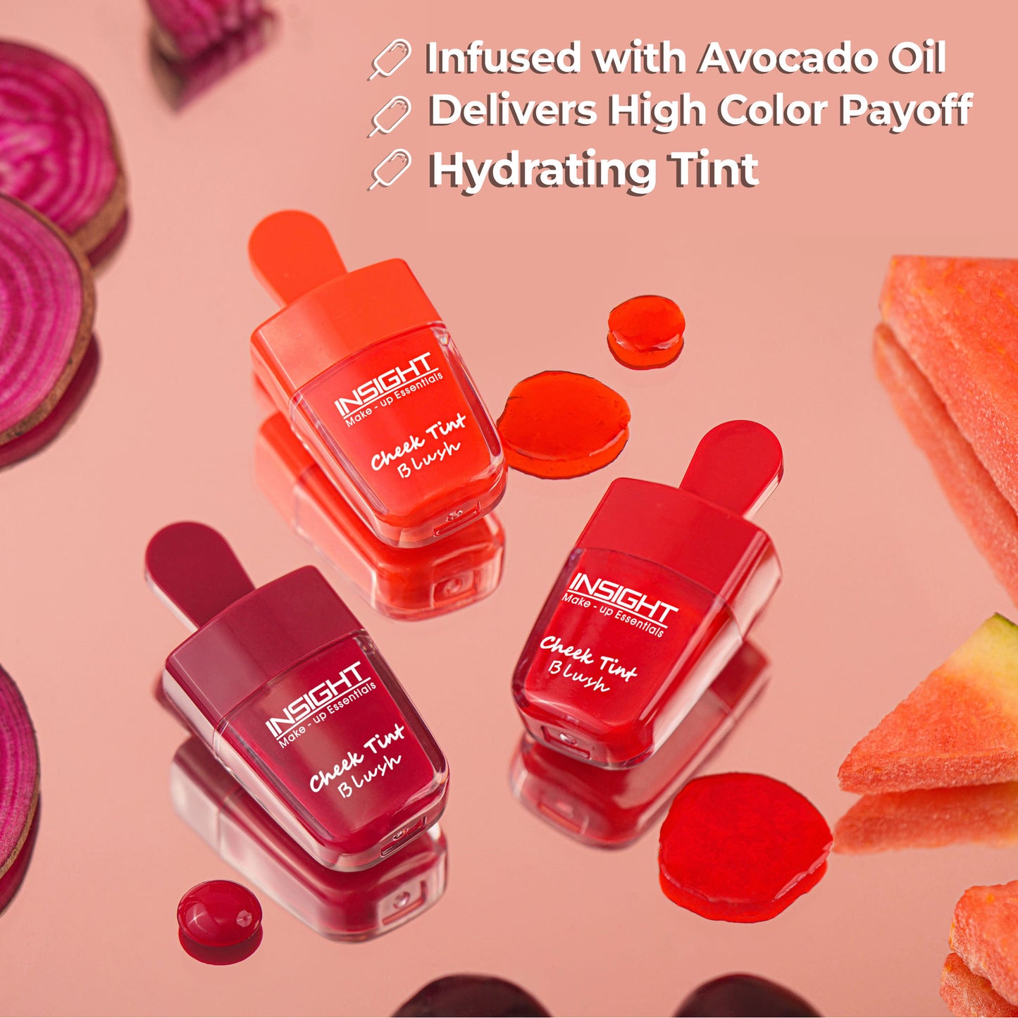 Insight Cosmetics Cheek Tint Blush With Avacado Oil, Hydrating Intense Color - Cherry Popsicle