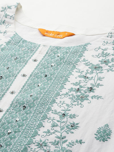 Indyancart IE Ethnic Motifs Embroidered Kurta with Trousers & Dupatta