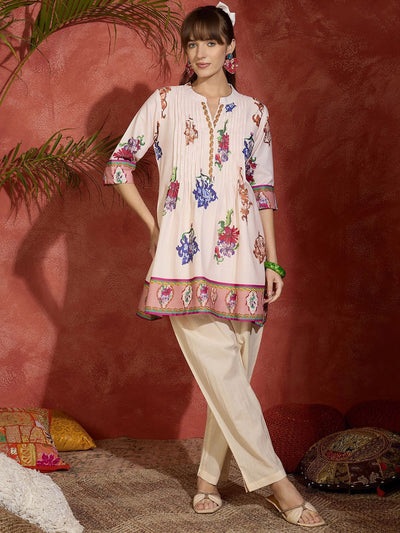 Indyancart IE Women Floral Printed Regular Pure Cotton Kurta Sets