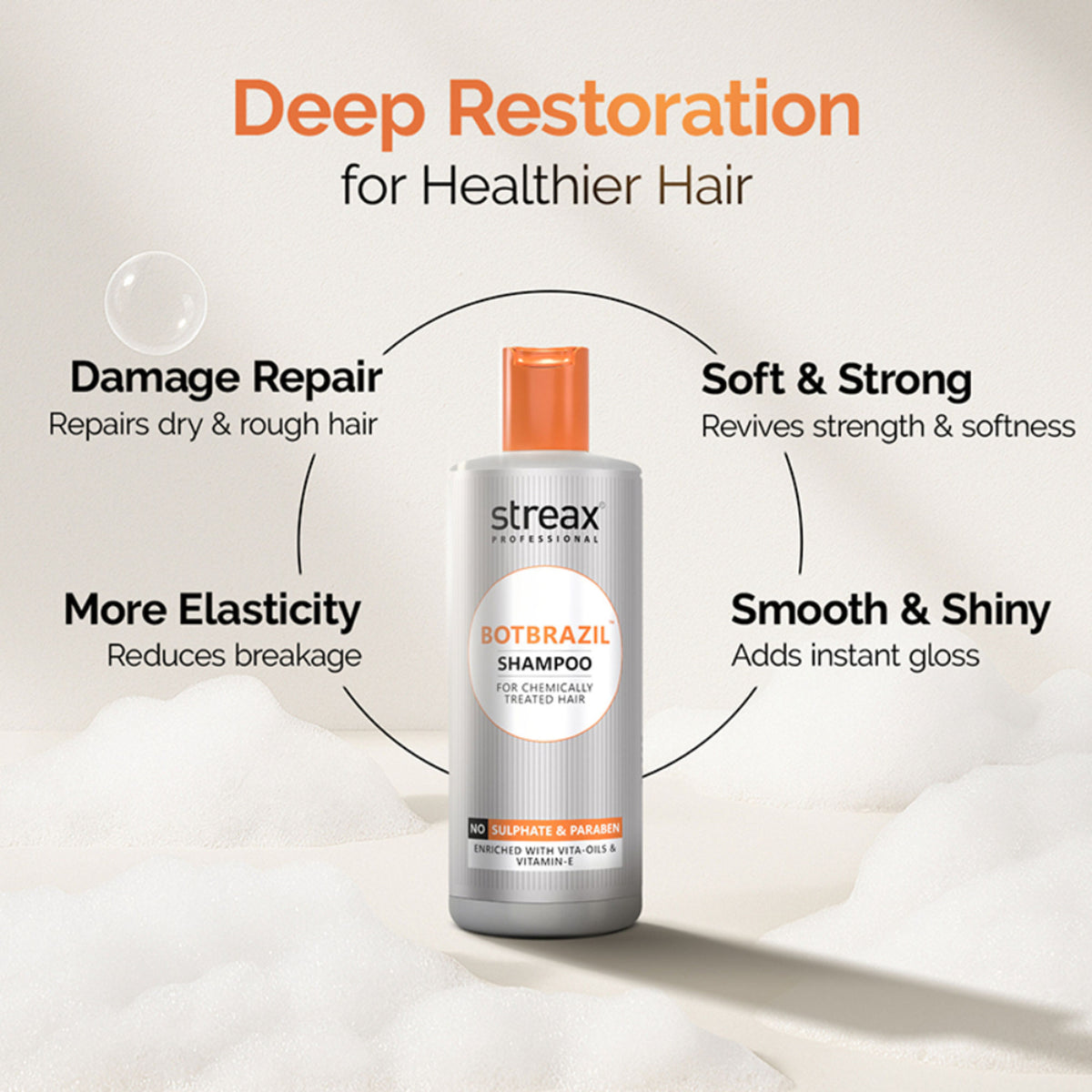 Streax Professional BotBrazil Paraben Free Shampoo for Chemically Treated & Damaged Hair
