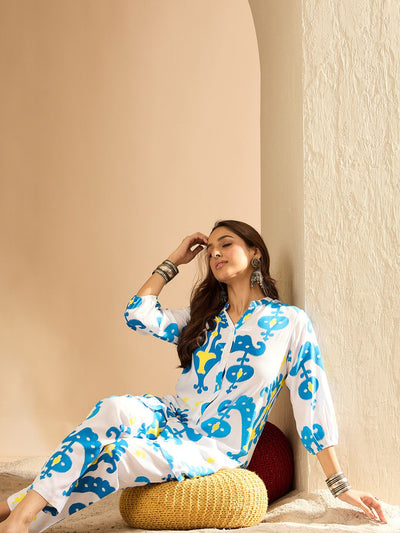 Indyancart IE Women Printed Regular Kurti with Trousers