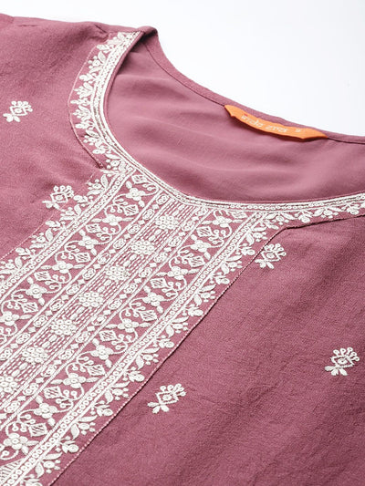 Dhiyona IE Floral Embroidered Thread Work Kurta with Trousers & With Dupatta