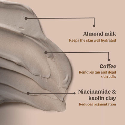 Vilvah Cookie N Cream Milk Body Mask With Coffee & Kaolin Clay To Remove Body Acne & Tan