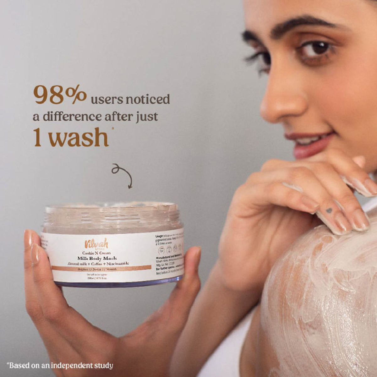 Vilvah Cookie N Cream Milk Body Mask With Coffee & Kaolin Clay To Remove Body Acne & Tan
