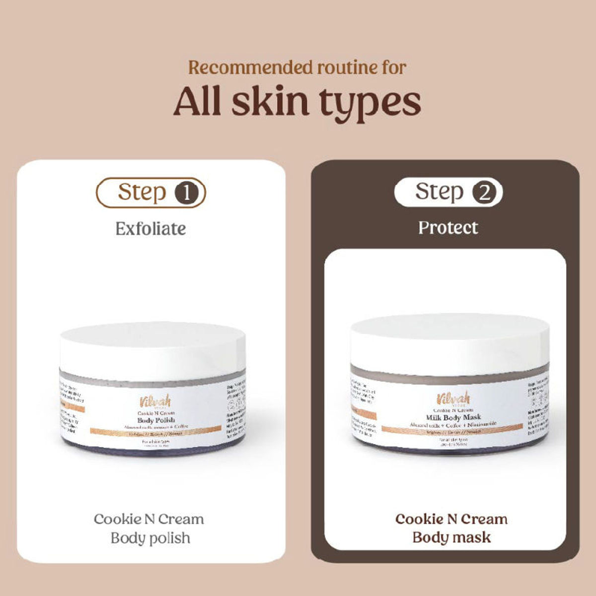 Vilvah Cookie N Cream Milk Body Mask With Coffee & Kaolin Clay To Remove Body Acne & Tan