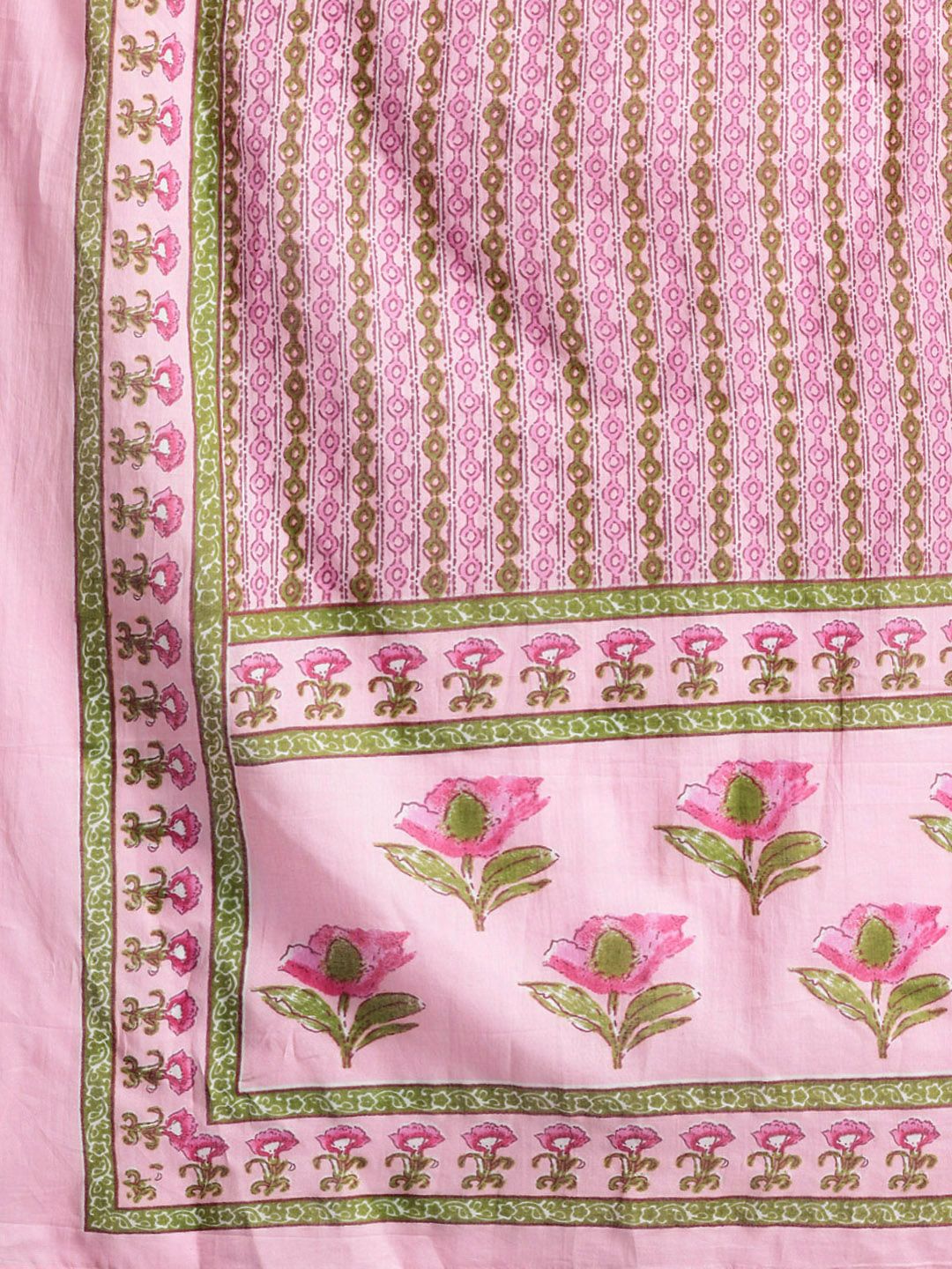 Indyancart IE Floral Printed Empire Pure Cotton Kurta with Trousers & Dupatta
