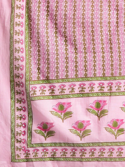 Indyancart IE Floral Printed Empire Pure Cotton Kurta with Trousers & Dupatta