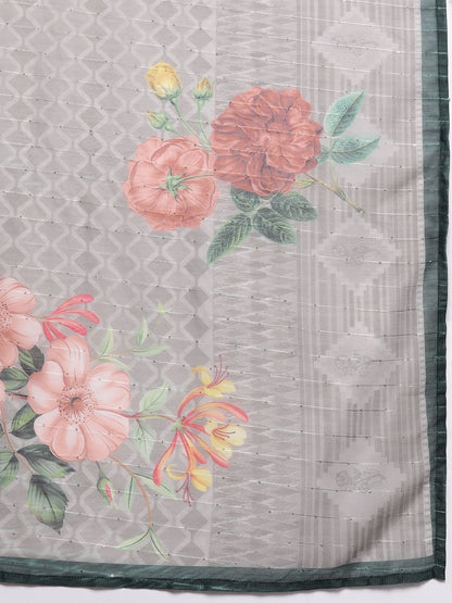 Indyancart VA Floral Yoke Design Thread Work Kurta with Sharara & With Dupatta