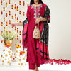 Indyancart VA Women's Ethnic Motifs Yoke Design Zari Work Striaght Kurta & Trousers With Dupatta