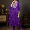 Dhiyona IE Floral Embroidered Empire Aari Work A-Line Kurta & Trousers With Dupatta