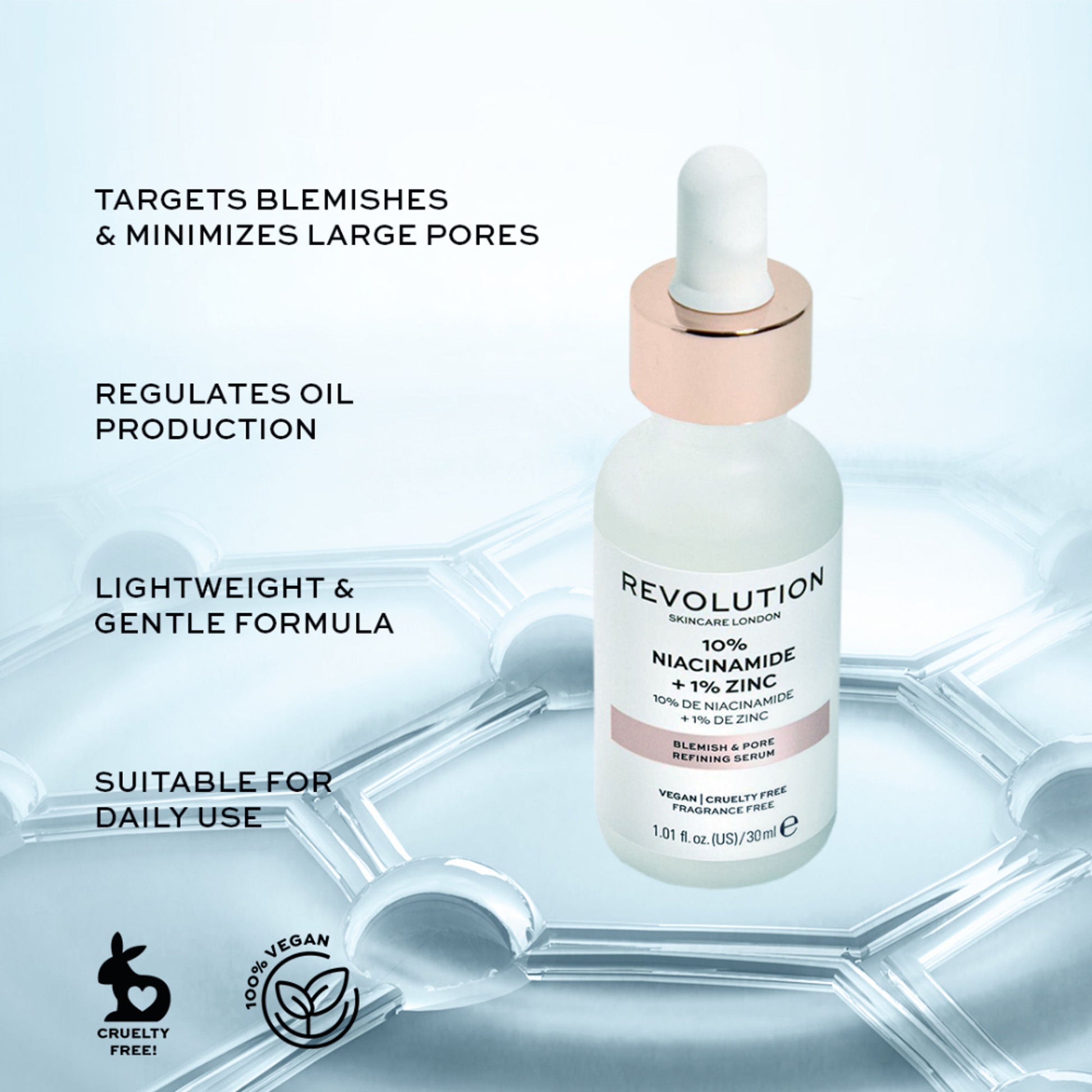 Makeup Revolution Skincare Blemish and Pore Refining Serum - 10% Niacinamide + 1% Zinc