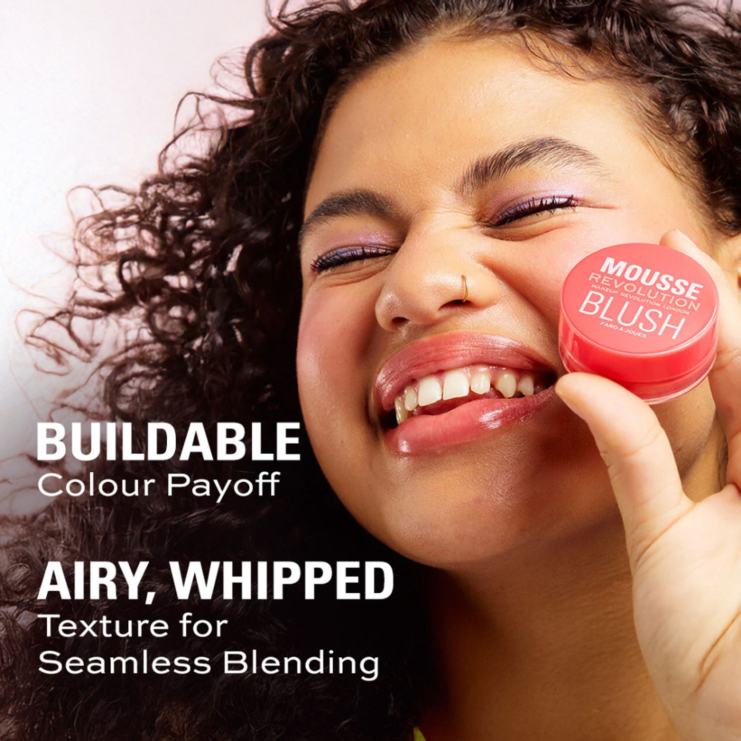 Makeup Revolution Mousse Blush - For Cheeks & Eyes Non Sticky-Soft Focus Effect - Grape Fruit Coral