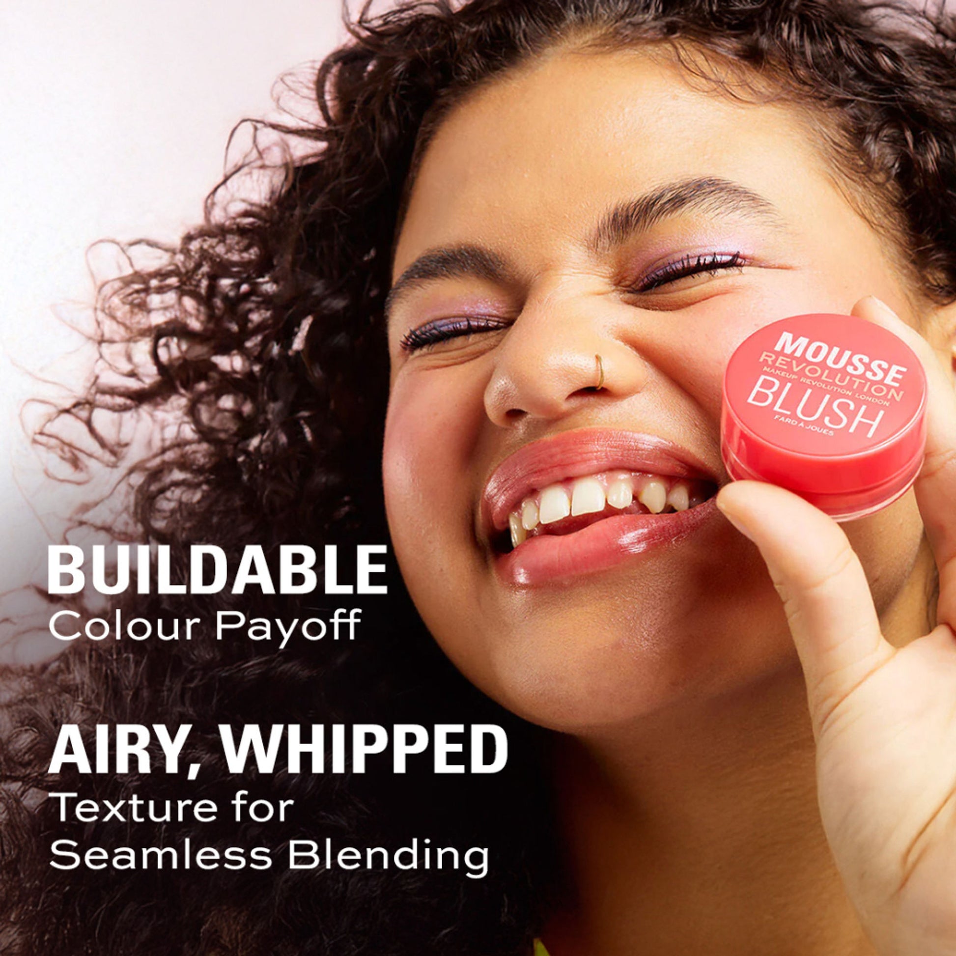 Makeup Revolution Mousse Blush - For Cheeks & Eyes Non Sticky-Soft Focus Effect - Grape Fruit Coral