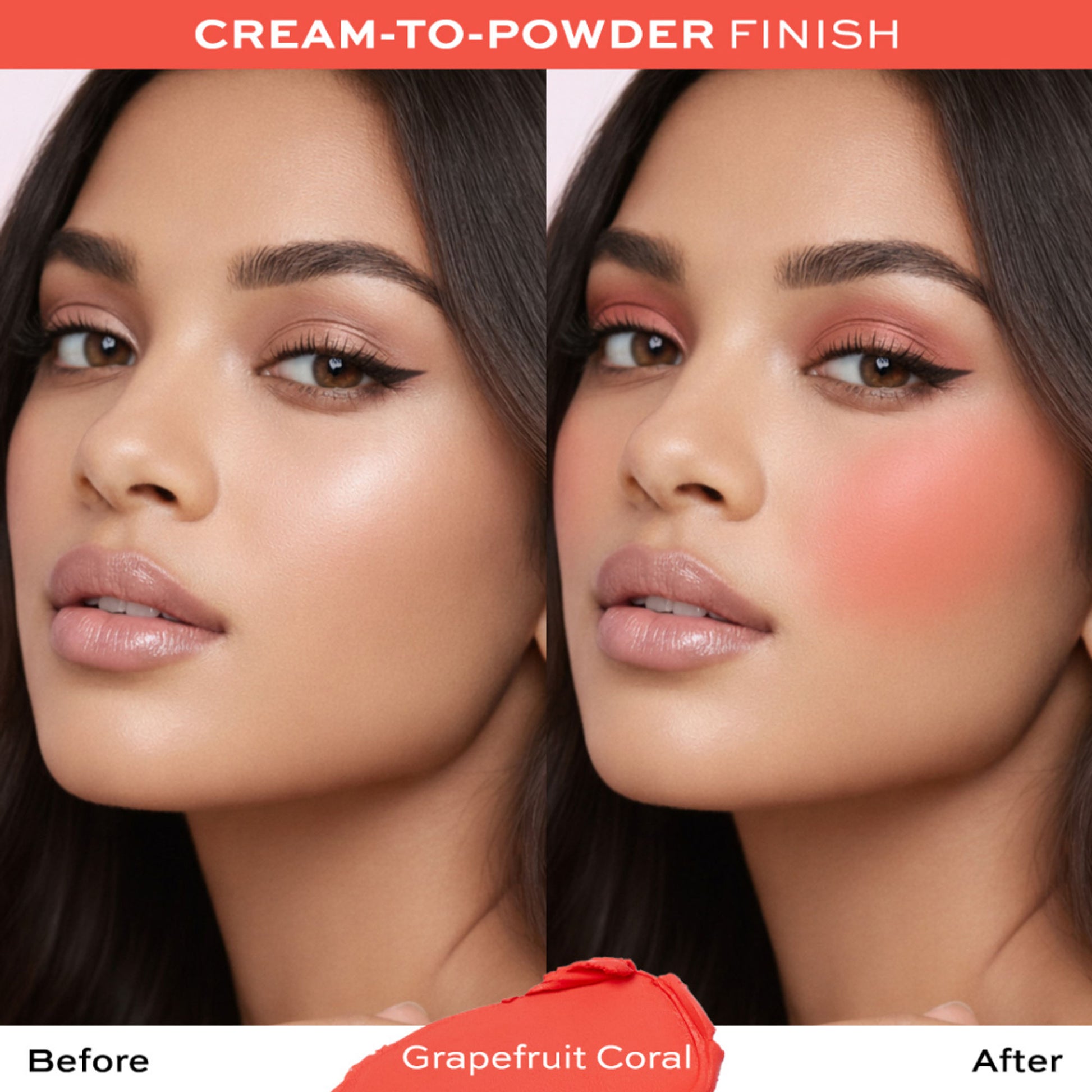 Makeup Revolution Mousse Blush - For Cheeks & Eyes Non Sticky-Soft Focus Effect - Grape Fruit Coral