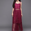 Dhiyona VA Women's Magenta Floral Lace Kurta with Sharara