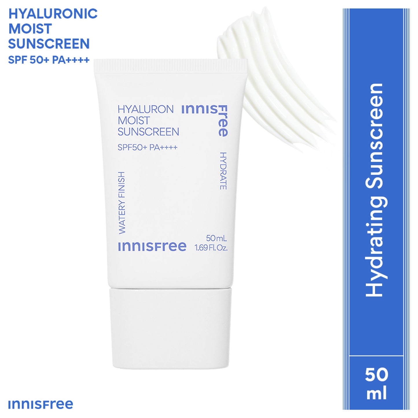 Innisfree Hyaluron Moist Sunscreen SPF 50+ PA++++, No White Cast, Watery Finish