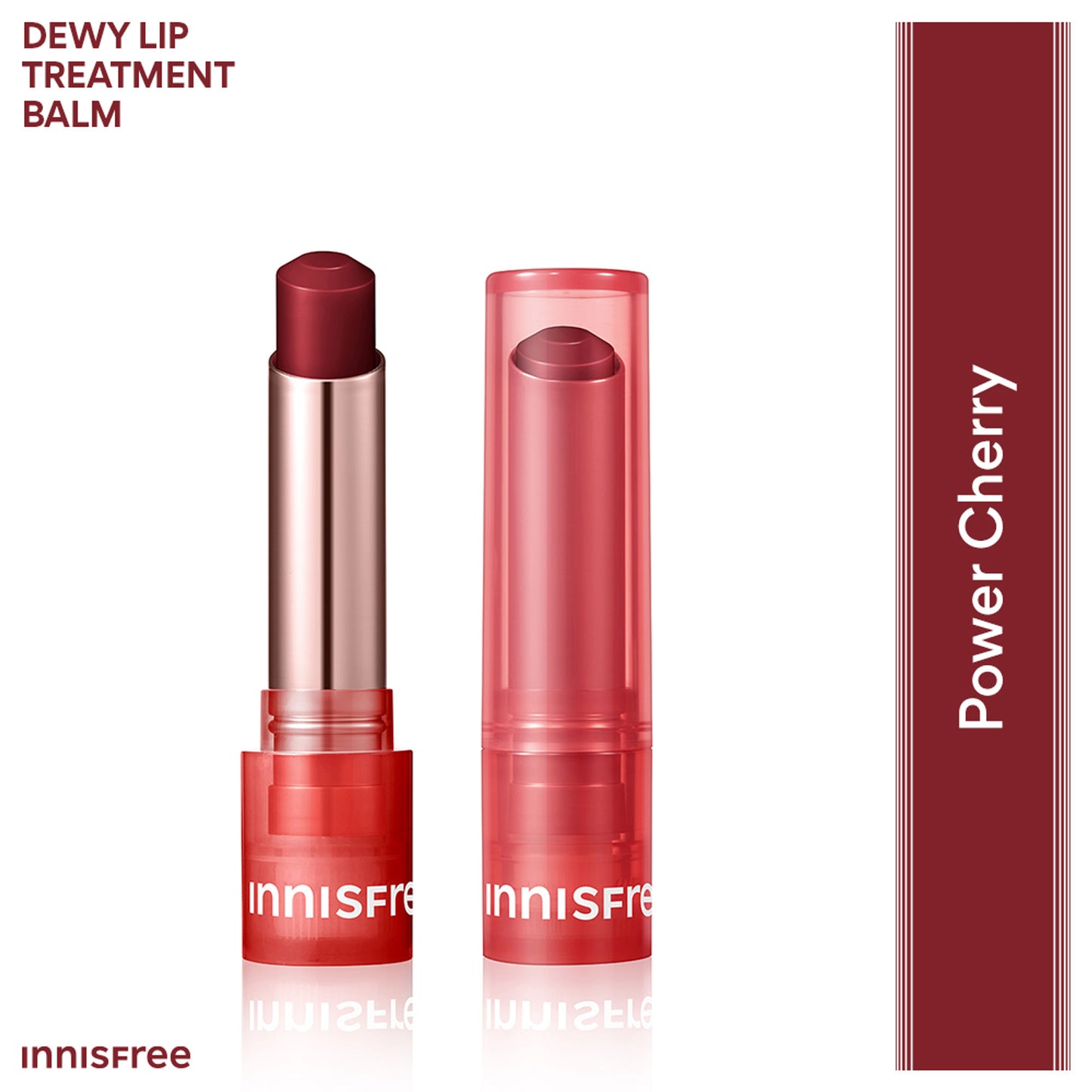 Innisfree Dewy Tint Lip Balm Baby Pink - Hydrating & Glossy Finish With Hyaluronic Acid - Power Cherry