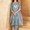 Indyancart IE Floral V-neck Embroidered Regular Thread Work Kurta with Trousers & With Dupatta
