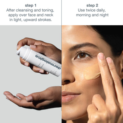 Dermalogica Biolumin-C Gel Face Moisturizer with Vitamin C, hyaluronic acid, citrus oil, and aloe juice, in a clear jar.
