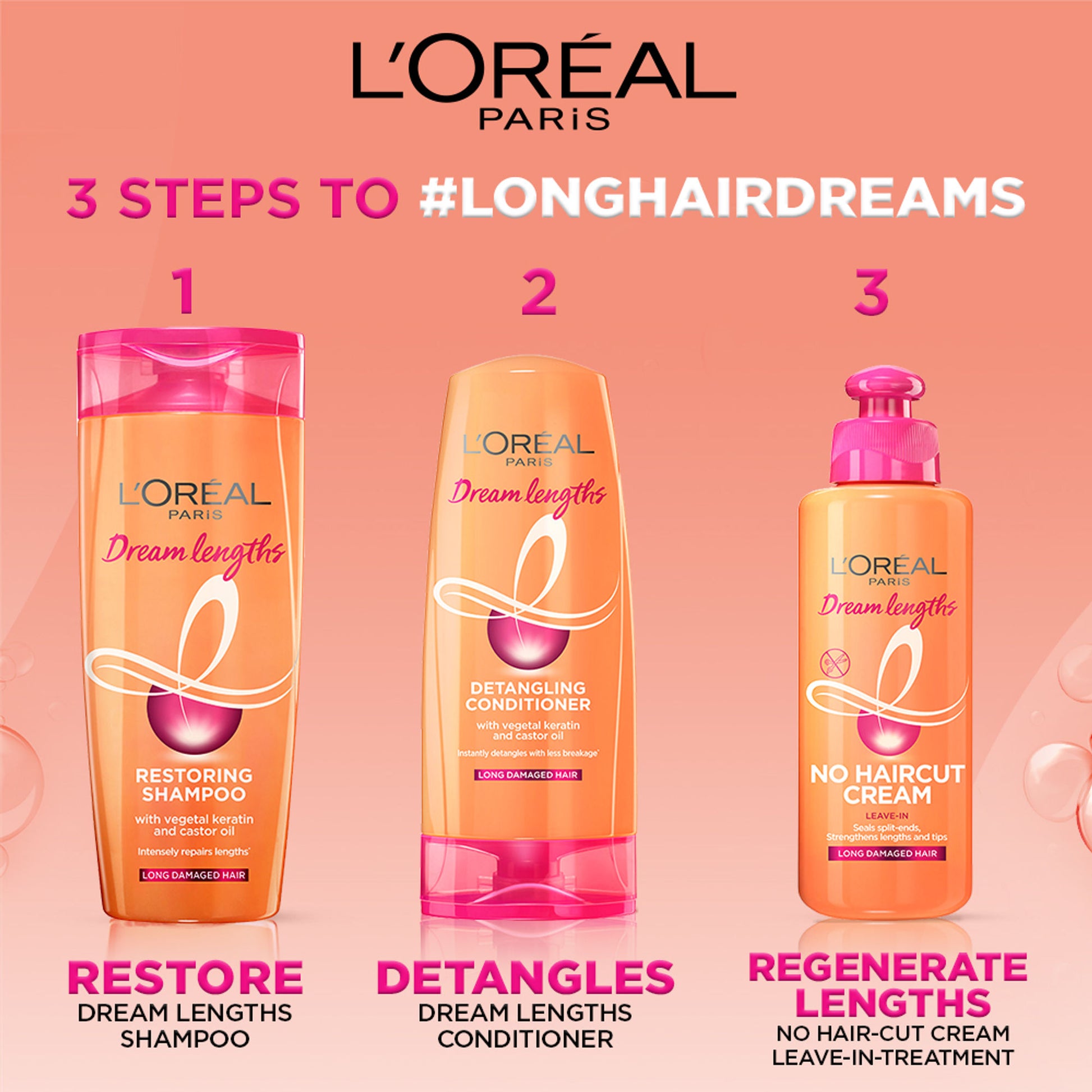 L'Oreal Paris Dream Lengths Detangling Conditioner For Long Damaged Hair