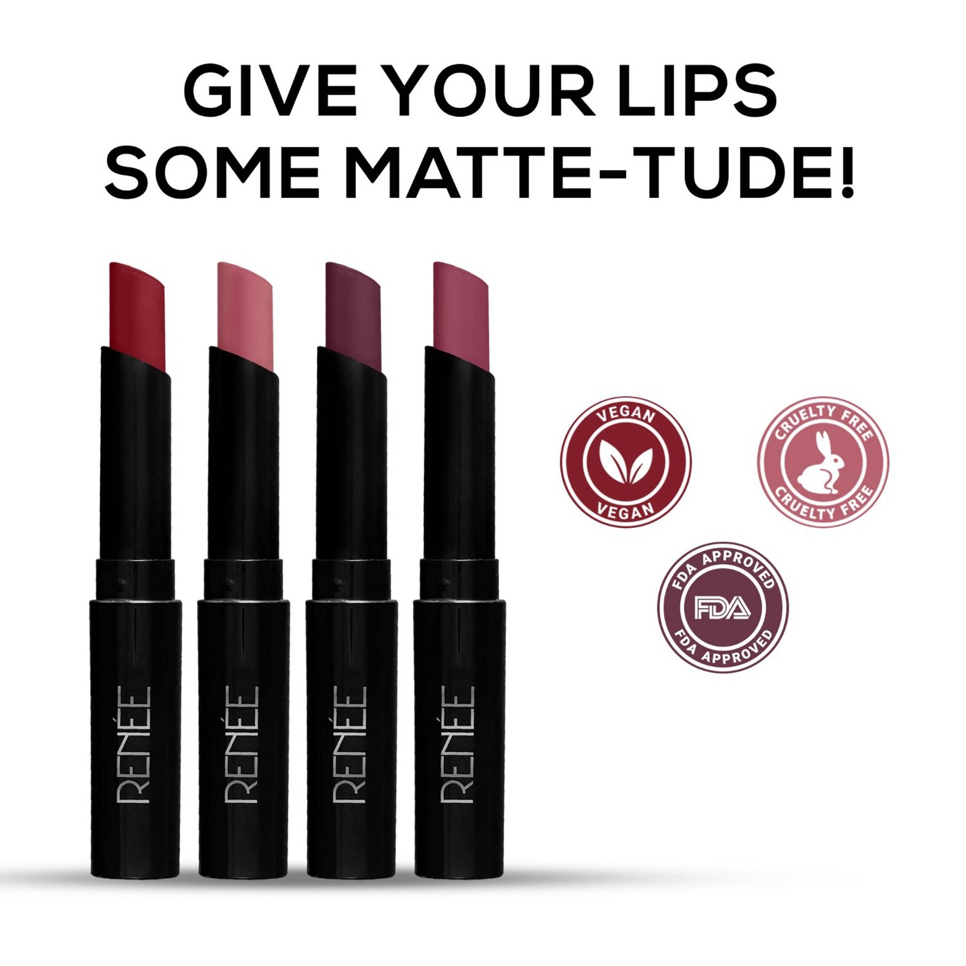 RENEE Very Matte Lipstick Combo of 4 - Berries