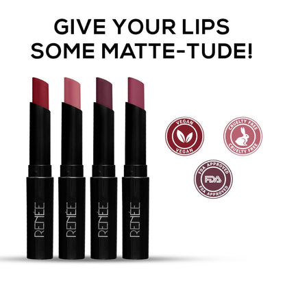 RENEE Very Matte Lipstick Combo of 4 - Berries