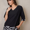 Dhiyona IE Geometric Printed V-Neck Pure Cotton A-Line Kurta With Palazzos