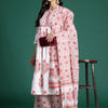 Indyancart IE Ethnic Motifs Printed Pleated Sequinned Pure Cotton Kurta With Palazzos & Dupatta