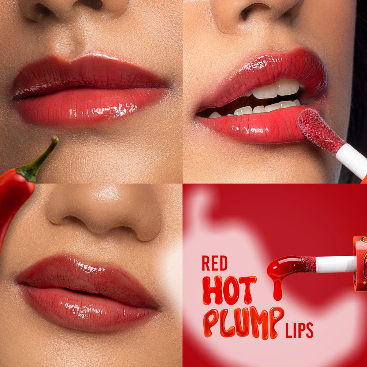 Nykaa Cosmetics Naagin Hot Sauce plumping lip gloss in vibrant red, featuring glossy, hydrating finish and sleek packaging.