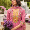 Dhiyona IE Women Floral Embroidered Thread Work Pure Cotton Kurta with Trousers & Dupatta