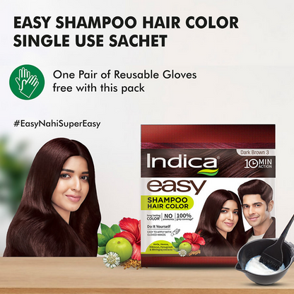 Indica Easy Hair Color Shampoo Dark Brown 3