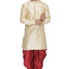 Men's Gold Silk Blend Pathani Kurta and Dhoti Set