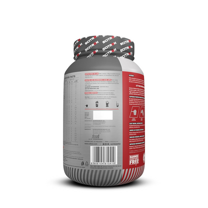 Scitron Advance Whey Protein milk chocolate flavored health drink in a glass with a spoon, showing rich chocolate color.