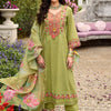 Dhiyona IE Women Floral Embroidered Cotton Kurta with Trousers & Dupatta
