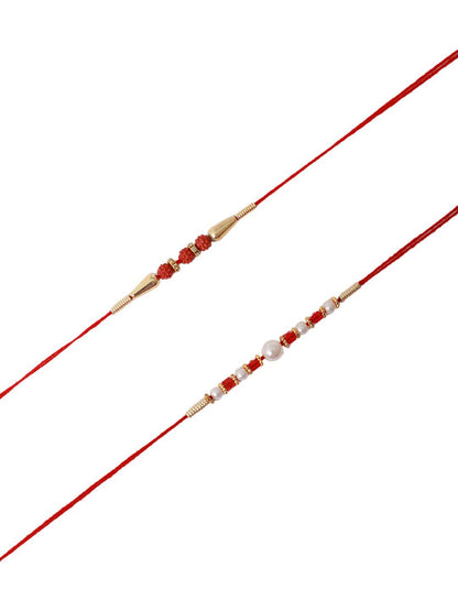 Anouk Unisex Set Of 2 Beaded Rakhi With Roli & Rice