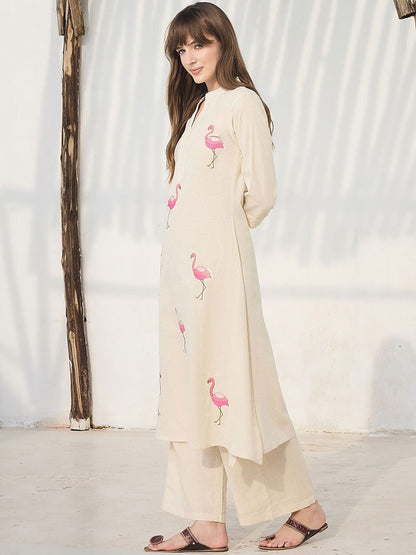 Women Animal Printed Cotton Kurta with Palazzos