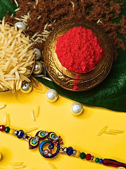 Anouk Set Of Beaded Cotton Thread with AD Stones & Meenakari Designer Rakhi for Brother