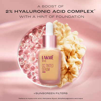 Lakme CC Tinted Serum creme in a jar, showcasing the creamy tinted serum with a smooth texture and light color.