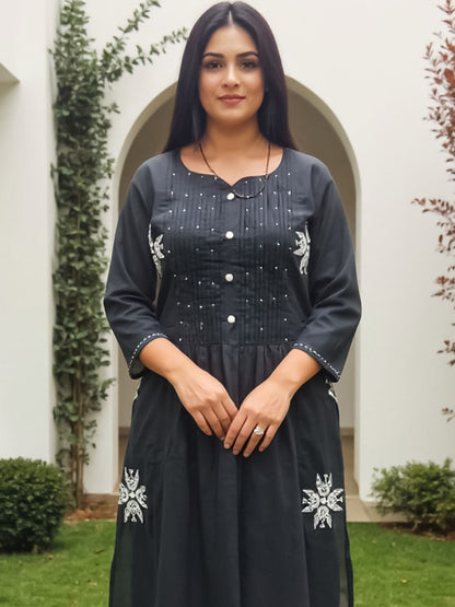 Indyancart IE Floral Embroidered A-Line Co-Ords Set