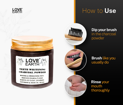 Love Earth Teeth Whitening Charcoal Powder - Indyancart