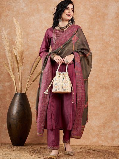 Indyancart SN Women's Embroidered Kurta & Trouser With Dupatta