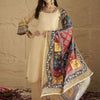 Indyancart VA Yoke Design Round Neck Straight Kurta With Palazzos And Dupatta