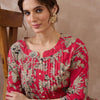 Dhiyona IE Women Floral Printed Pleated Pure Cotton Kurta with Trousers