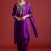 Indyancart IE Women Ethnic Motifs Embroidered Regular Thread Work Liva Kurta with Trousers & With Dupatta