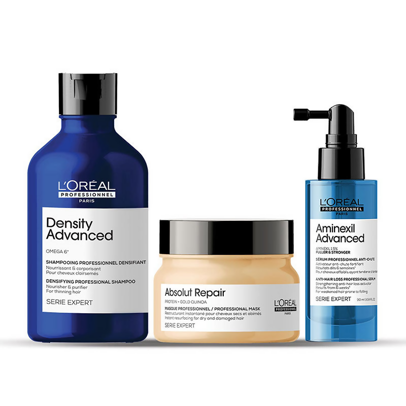 L'Oreal Paris Anti-Hair Loss Regime hair masks with nourishing ingredients for strengthening and reducing hair fall.