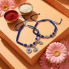 Dhiyona Set Of 2 Blue & Silver Evil Eye Design Bhaiya Bhabhi Rakhi With Roli Chawal Chandan